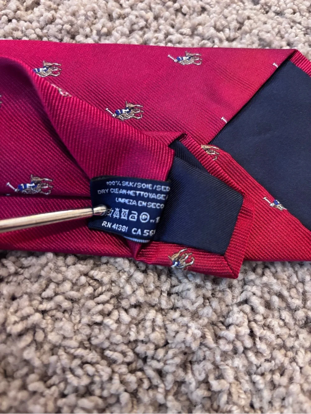 Vintage Polo Ralph Lauren Silk Deep Red Necktie | Polo Pony Logo | 57”